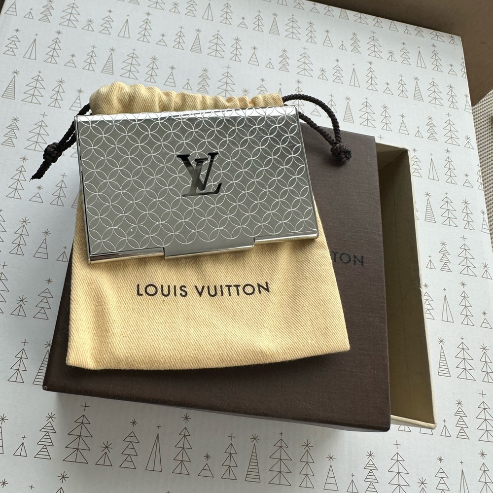 LOUIS VUITTON M65227 Porte Cult Card Case Metal Silver USED